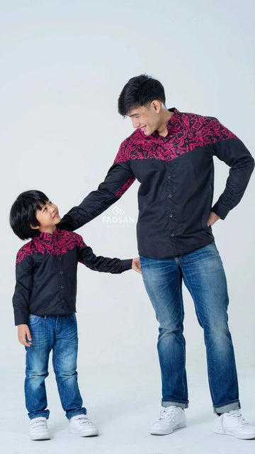 kemeja koko batik ayah dan anak, kemeja koko couple, baju koko couple ayah dan anak