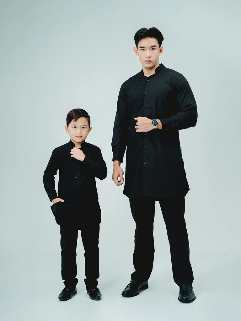 Kashmir long-sleeve kurta Black Couple