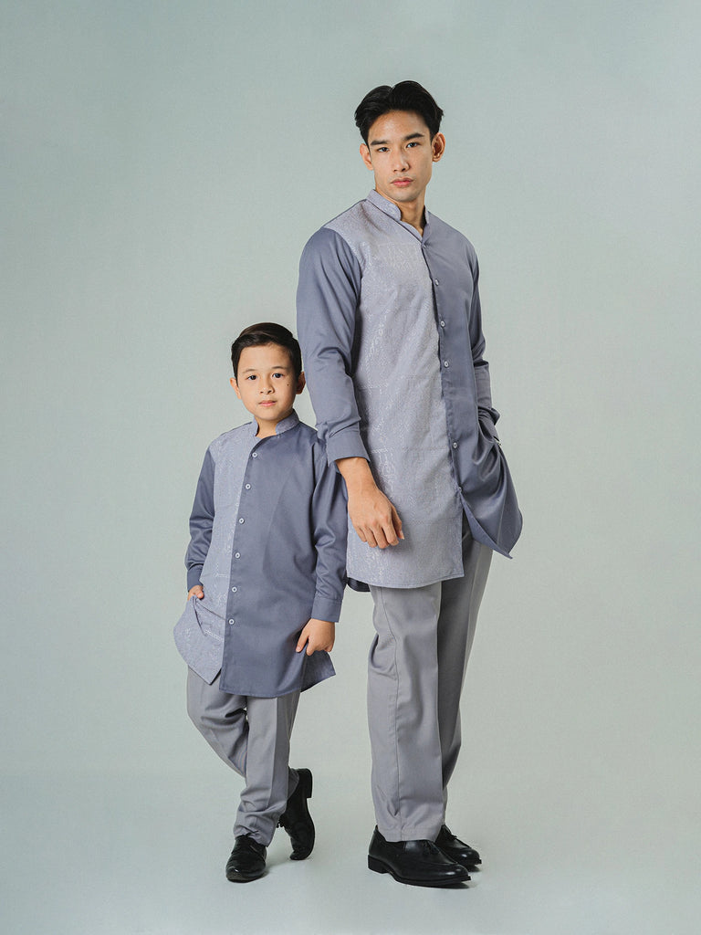 Kashmir long-sleeve kurta Gray Couple